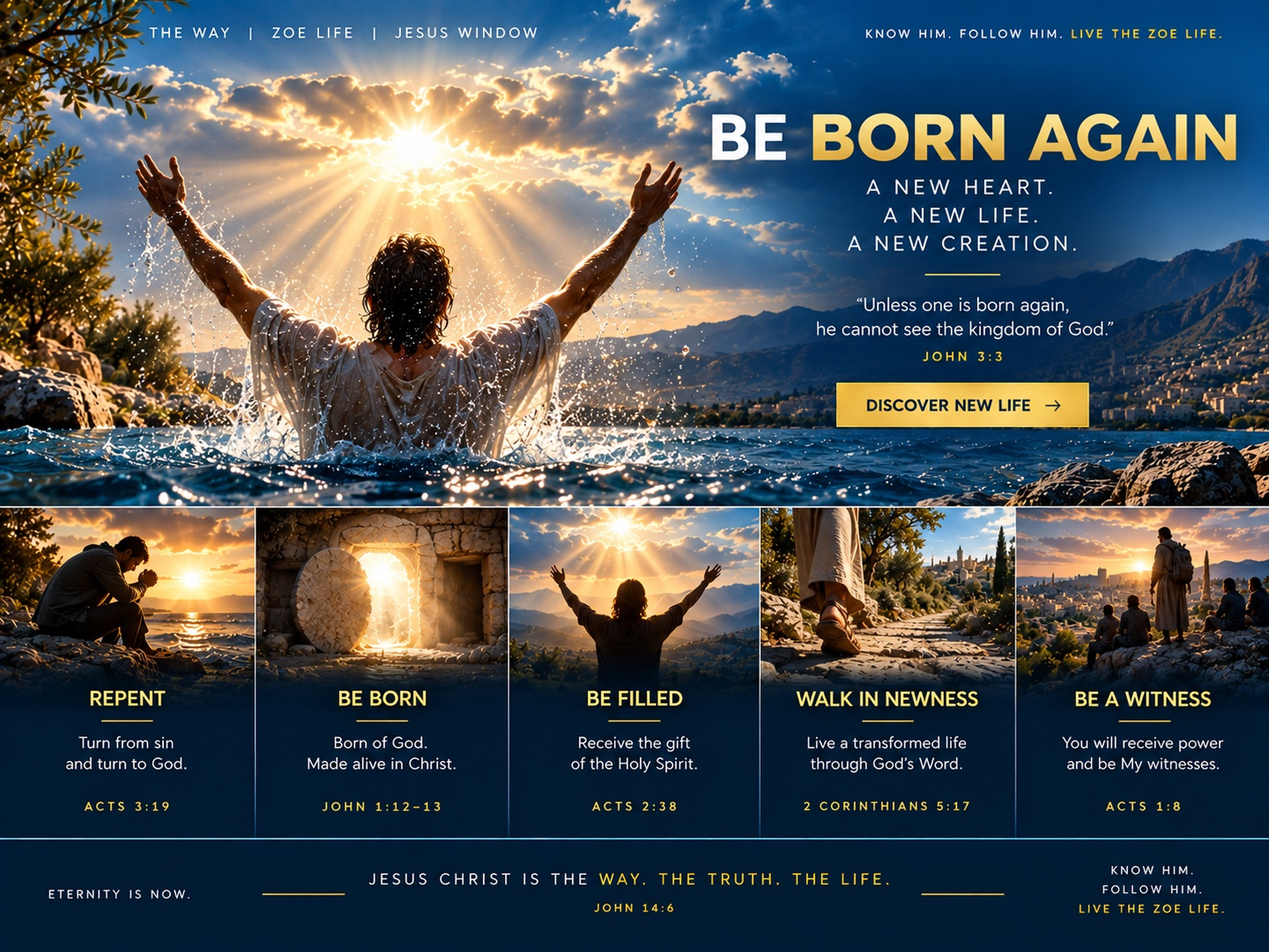 BE BORN AGAIN — a new heart, a new life, a new creation